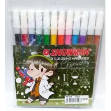 SPIDOL KECIL SNOWMAN 12 WARNA COLOURING PEN PW-12A