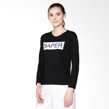 JCLOTHES Kaos Lengan Panjang Wanita Baper - Hitam