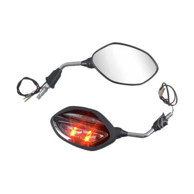 AHM Kaca Spion Motor with Lampu Sei ... 110 FI ESP - Hitam Chrome