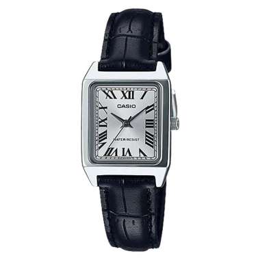 Jam Tangan Wanita Casio General LTP-V007L-7B1UDF Tank Silver Dial Black Leather Band Hitam