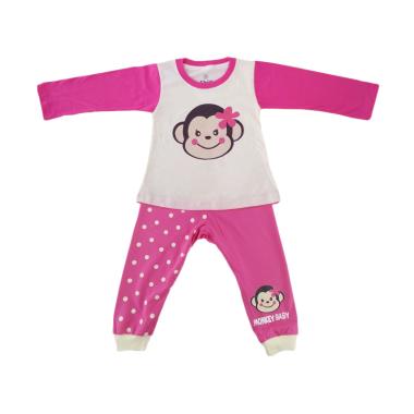 Dessan Face Monkey Girl Long Sleeves Setelan Pakaian Anak