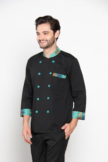 Jual Chef Series Emerald Batik Tangan Panjang Baju Koki Hitam Chef Series Emerald Batik Tangan Panjang Baju Koki Hitam Hijau Size L