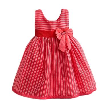 VERINA BABY Motif Stripe Dress Anak - Merah