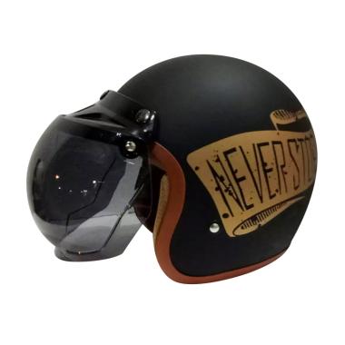 GIX Never Stop Kaca Bogo Osbe Retro Helm Half face - Black Doff