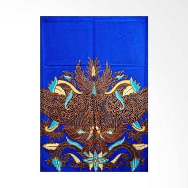Batik Aksen Tropis Bahan Katun Satin Gurdo Pari Kain Batik - Biru