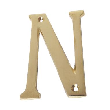 10cm Huruf Kuningan Papan Nama Pintu Meja Kantor / Brass Number - N