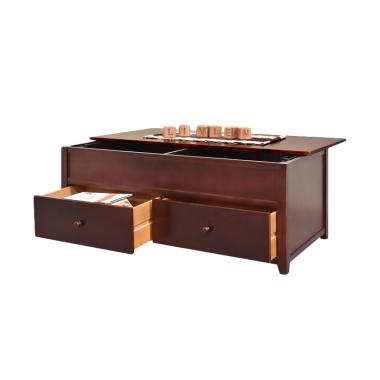 Livien Furniture Larenzo Desk Drawer Meja Tamu - Dark Brown