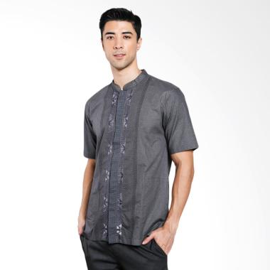 Erin Collection Isbat Baju Koko Lengan Pendek Pria - Abu Abu Tua