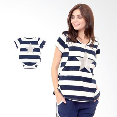 Mooimom Star Stripe Nursing Couple ... ui Couple Ibu Anak - Navy