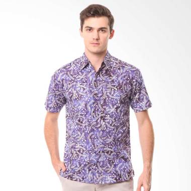 Batik Agrapana Cap Damilan Kemeja Pria - Ungu
