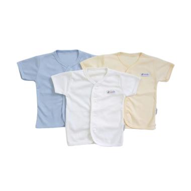 Aruchi Kancing Depan Polos Tangan Pendek Baju Bayi Laki-laki [3 Pcs]