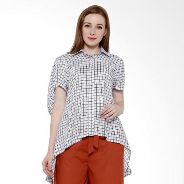 REE Plaid Handkerchief Shirt Kemeja Wanita - White Black