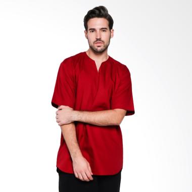 Papercut Men Fox V Slit Shirt Kemeja Lengan Pendek Pria - Maroon