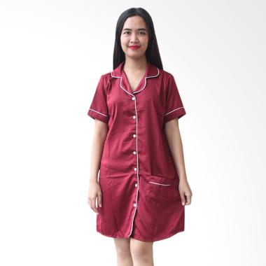 Aily ALY025 Polos Satin Daster Wanita - Maroon + Free Penutup Mata
