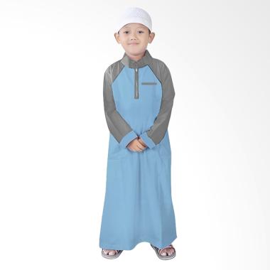 BajuYuli Koko Gamis Anak Raglan - Abu Biru