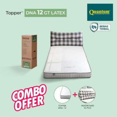 Quantum Topper Greentea Latex DNA 12cm + Q-Pilo - Kasur Spring bed Springbed 180 x 200