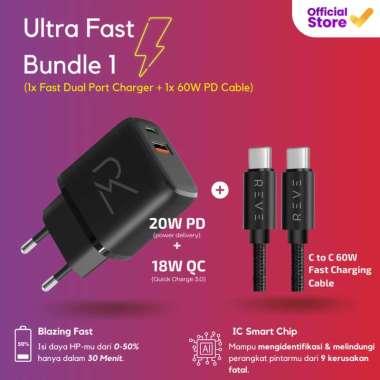 [Bundle] Reve Dual Port Output 20W PD + 18W QC Adapter Fast Charger Bundle 1