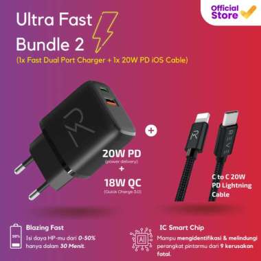 [Bundle] Reve Dual Port Output 20W PD + 18W QC Adapter Fast Charger Bundle 2