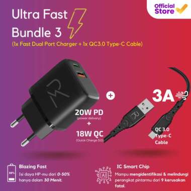 [Bundle] Reve Dual Port Output 20W PD + 18W QC Adapter Fast Charger Bundle 3