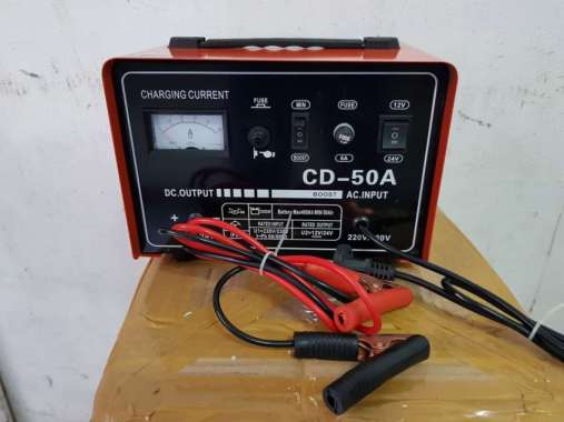 Charger Aki 50 Ampere bisa accu 12v & 24v Merk ROCIA / baterai merah