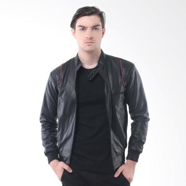 Crows Denim Exclusive Jaket Pria - Hitam Strip Merah