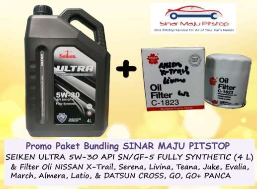 Paket Bundling Oli SEIKEN ULTRA 5W-30 API SN/GF-5 FULLY SYNTHETIC 4 Liter & Filter Mobil DATSUN GO &