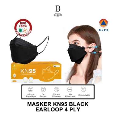 FACE MASK KN95 DISPOSABLE MASK MASKER 4 PLY BLACK ISI 50
