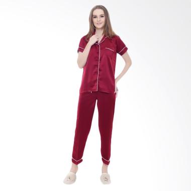 Okechuku CP Baju Tidur Wanita Tangan Pendek - Maroon