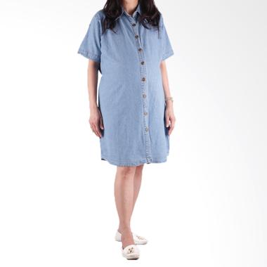 HMILL 1455 Dress Ibu Hamil & Menyusui - Biru muda