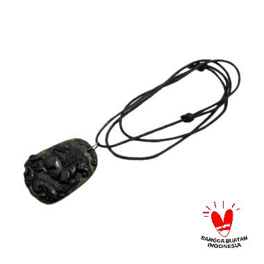 Vee Liontin Batu Giok Hitam Shio Kuda Kalung Terapi Kesehatan Hitam