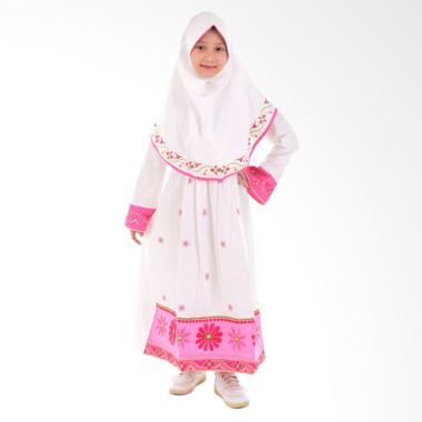 Jesca and Paul 222 Katun Bordir Zafira Gamis Baju Muslim Anak - White