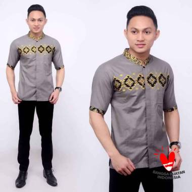 Neetu Store Baju Koko Muslim Pria Terbaru Kemeja Formal Kombinasi Batik Lengan Panjang Kemeja Koko P
