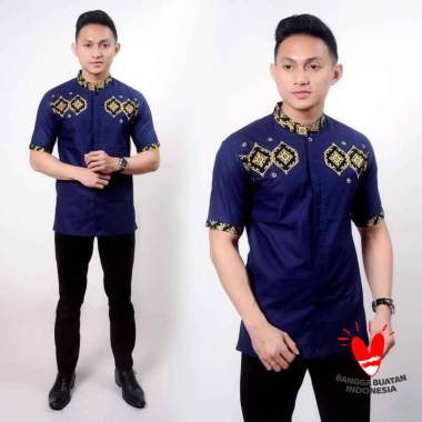 Neetu Store Baju Koko Muslim Pria Terbaru Kemeja Formal Kombinasi Batik Lengan Panjang Kemeja Koko P