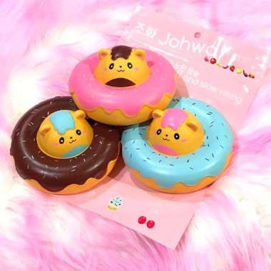 DONUT HAMSTER SQUISHY - johwa cute new rare ibloom slime new pom pom
