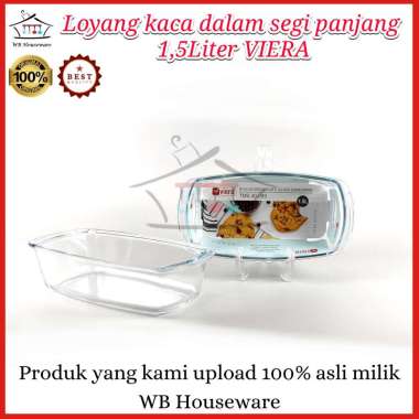 Loyang kaca tahan panas segi panjang dalam 1,5liter VIERA / prasmanan