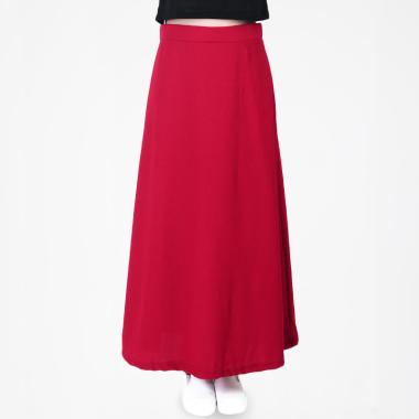 Jfashion Roro A-Line Rok Midi Wanita M-L Maroon