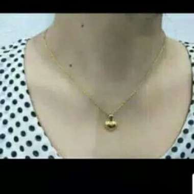 Set kalung emas asli kadar 700 liontin hati 2 in 1 model hadiah remaja