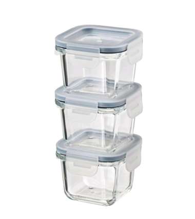 Ikea 365+ Kotak Makanan Toples Kecil Dengan Penutup Kaca 180 Ml Isi 3 Pcs