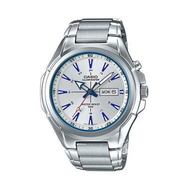 CASIO Enticer Super Illuminator Jam Tangan Pria [Original/ MTP-E200D] White Silver