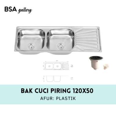 BAK CUCI PIRING 120X50 2 LUBANG DENGAN SAYAP AFUR PLASTIK / SINK BESAR