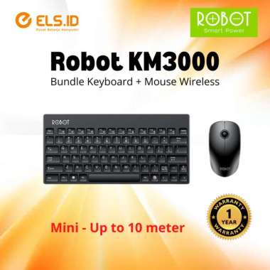 Bundling Keyboard + Mouse Wireless Robot KM3000 - Black (Mini)