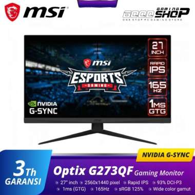 MSI OPTIX G273QF Monitor IPS 165Hz WQHD G-Sync Compatible