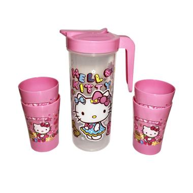 Teko Set plastik motif Karakter ( 1 Pitcher + 4 Gelas ) PINK
