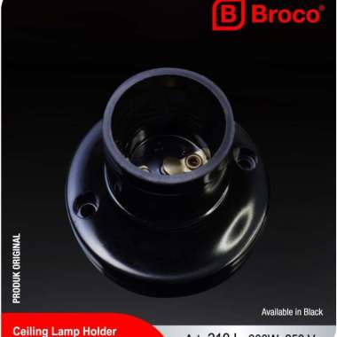 broco fitting plafon bulat hitam 210L fiting rumah lampu