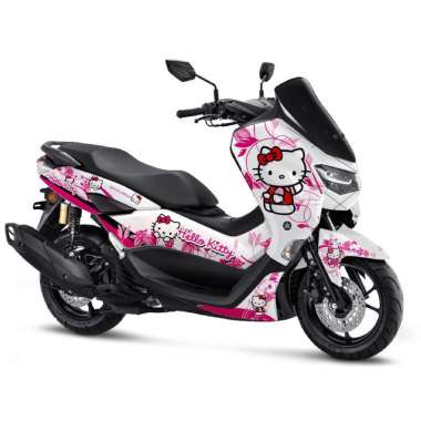 Decal Stiker Full Body Motor Nmax N Max Old New - Hello Kitty Hitam Putih Pink OLD NMAX HITAM