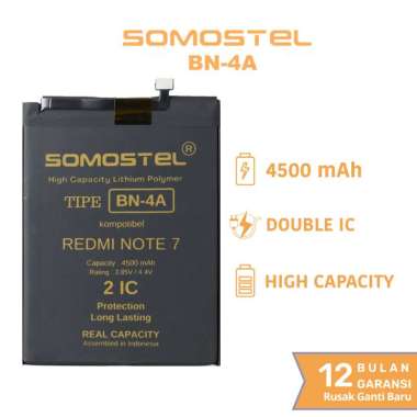 Original Somostel BN4A for Redmi Note 7 / Redmi Note 7 Pro Batre Batrai Baterai