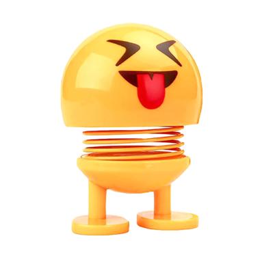 Bluelans 7# Spring Head Shaking Smile Emoji Toy Figurine Car Auto Dashboard Home Decor Kuning