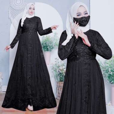 (New Free Masker Brukat) Yumna Full Brukat Tile /Gamis Pesta/Baju Muslim Wanita Jumbo/Gamis Brukat T