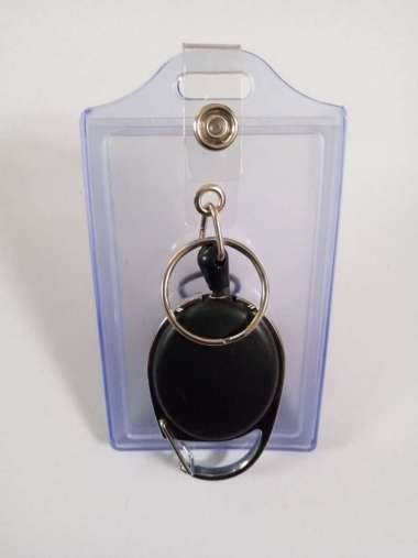 ID Card Holder Karet 2 Sisi Yoyo Pinggang Bening Hitam