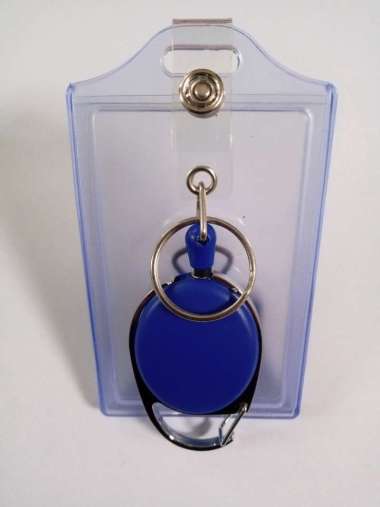 ID Card Holder Karet 2 Sisi Yoyo Pinggang Bening Biru